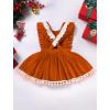 imageIDOPIP Baby Girls Velvet Dress Ruffle Lace Romper Tutu Dress Christmas Birthday Outfits Infant Princess Party Pageant DressesOrange