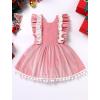 imageIDOPIP Baby Girls Velvet Dress Ruffle Lace Romper Tutu Dress Christmas Birthday Outfits Infant Princess Party Pageant DressesPink