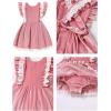 imageIDOPIP Baby Girls Velvet Dress Ruffle Lace Romper Tutu Dress Christmas Birthday Outfits Infant Princess Party Pageant DressesPink