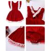 imageIDOPIP Baby Girls Velvet Dress Ruffle Lace Romper Tutu Dress Christmas Birthday Outfits Infant Princess Party Pageant DressesRed