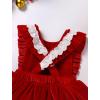 imageIDOPIP Baby Girls Velvet Dress Ruffle Lace Romper Tutu Dress Christmas Birthday Outfits Infant Princess Party Pageant DressesRed