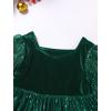 imageIDOPIP Girls Sequins Velvet Christmas Dress Winter Long Sleeve Glitters Ruffle Dress Pageant Wedding Party Sparkle Xmas DressGreen