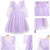 imageIDOPIP Princess Dress for Girls Sparkle Star Pageant Mesh Dress Formal Birthday Prom Gown Glitter Christening Tulle DressPurple