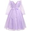 imageIDOPIP Princess Dress for Girls Sparkle Star Pageant Mesh Dress Formal Birthday Prom Gown Glitter Christening Tulle DressPurple