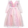 imageIDOPIP Princess Dress for Girls Sparkle Star Pageant Mesh Dress Formal Birthday Prom Gown Glitter Christening Tulle DressRainbow