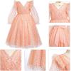 imageIDOPIP Princess Dress for Girls Sparkle Star Pageant Mesh Dress Formal Birthday Prom Gown Glitter Christening Tulle DressStar Print