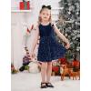 imageIDOPIP Sequin Velvet Dress for Baby Girls Toddler First Christmas Birthday Party Dresses Princess Pageant Fall Winter ClothesNavy Blue