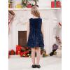 imageIDOPIP Sequin Velvet Dress for Baby Girls Toddler First Christmas Birthday Party Dresses Princess Pageant Fall Winter ClothesNavy Blue