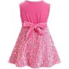 imageIDOPIP Sequin Velvet Dress for Baby Girls Toddler First Christmas Birthday Party Dresses Princess Pageant Fall Winter ClothesPink