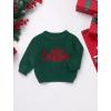 imageIDOPIP Toddler Baby Girls Christmas Outfit Boho Embroidery Sweater Top Crewneck Knit Pullover Sweatshirt Fall Winter ClothesGreen