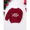 imageIDOPIP Toddler Baby Girls Christmas Outfit Boho Embroidery Sweater Top Crewneck Knit Pullover Sweatshirt Fall Winter ClothesWine Red
