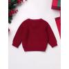 imageIDOPIP Toddler Baby Girls Christmas Outfit Boho Embroidery Sweater Top Crewneck Knit Pullover Sweatshirt Fall Winter ClothesWine Red