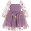 imageIDOPIP Toddler Baby Girls Dresses Long Puff Sleeve Pageant Mesh Tutu Dress Infant Wedding Baptism Photo Shoot Tulle DressDusty Purple