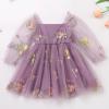 imageIDOPIP Toddler Baby Girls Dresses Long Puff Sleeve Pageant Mesh Tutu Dress Infant Wedding Baptism Photo Shoot Tulle DressDusty Purple