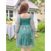 imageIDOPIP Toddler Baby Girls Dresses Long Puff Sleeve Pageant Mesh Tutu Dress Infant Wedding Baptism Photo Shoot Tulle DressGreen Floral