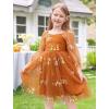 imageIDOPIP Toddler Baby Girls Dresses Long Puff Sleeve Pageant Mesh Tutu Dress Infant Wedding Baptism Photo Shoot Tulle DressOrange Floral