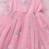 imageIDOPIP Toddler Baby Girls Dresses Long Puff Sleeve Pageant Mesh Tutu Dress Infant Wedding Baptism Photo Shoot Tulle DressPink Flower