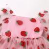 imageIDOPIP Toddler Baby Girls Dresses Long Puff Sleeve Pageant Mesh Tutu Dress Infant Wedding Baptism Photo Shoot Tulle DressPink Strawberry