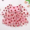 imageIDOPIP Toddler Baby Girls Dresses Long Puff Sleeve Pageant Mesh Tutu Dress Infant Wedding Baptism Photo Shoot Tulle DressPink Strawberry