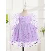 imageIDOPIP Toddler Baby Girls Dresses Long Puff Sleeve Pageant Mesh Tutu Dress Infant Wedding Baptism Photo Shoot Tulle DressPurple Confetti