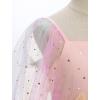 imageIDOPIP Toddler Baby Girls Dresses Long Puff Sleeve Pageant Mesh Tutu Dress Infant Wedding Baptism Photo Shoot Tulle DressRainbow Pink  Stars