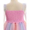 imageIDOPIP Toddler Baby Girls Dresses Long Puff Sleeve Pageant Mesh Tutu Dress Infant Wedding Baptism Photo Shoot Tulle DressRainbow Pink