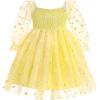 imageIDOPIP Toddler Baby Girls Dresses Long Puff Sleeve Pageant Mesh Tutu Dress Infant Wedding Baptism Photo Shoot Tulle DressYellow Daisy
