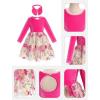 imageIDOPIP Toddler Baby Girls Embroidery Velvet Tutu Dress with Headband Outfit Long Sleeve Fall Princess Birthday Party DressesHot Pink