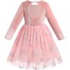 imageIDOPIP Toddler Baby Girls Embroidery Velvet Tutu Dress with Headband Outfit Long Sleeve Fall Princess Birthday Party DressesPink