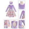 imageIDOPIP Toddler Baby Girls Embroidery Velvet Tutu Dress with Headband Outfit Long Sleeve Fall Princess Birthday Party DressesPurple