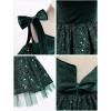 imageIDOPIP Toddler Baby Girls Sequin Velvet Tutu Dress Bowknot Princess Christmas Birthday Party Dresses Fall Winter ClothesGreen
