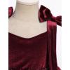 imageIDOPIP Toddler Baby Girls Sequin Velvet Tutu Dress Bowknot Princess Christmas Birthday Party Dresses Fall Winter ClothesWine Red