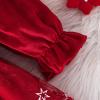 imageIDOPIP Toddler Baby Girls Velvet Tutu Dress Smocked Snowflake Christmas Princess Birthday Party Dress Fall Winter ClothesRed
