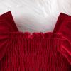imageIDOPIP Toddler Baby Girls Velvet Tutu Dress Smocked Snowflake Christmas Princess Birthday Party Dress Fall Winter ClothesRed