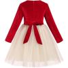 imageIDOPIP Toddler Baby Girls Velvet Tutu Dress Tulle Long Sleeve Christmas Birthday Party Wedding Dresses Fall Winter ClothesRed  Beige