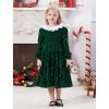 imageIDOPIP Toddler Girls Sparkle Sequins Velvet Dress Princess Birthday Party Christmas Dresses Winter Long Sleeve Glitters DressGreen