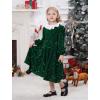 imageIDOPIP Toddler Girls Sparkle Sequins Velvet Dress Princess Birthday Party Christmas Dresses Winter Long Sleeve Glitters DressGreen