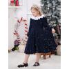 imageIDOPIP Toddler Girls Sparkle Sequins Velvet Dress Princess Birthday Party Christmas Dresses Winter Long Sleeve Glitters DressNavy Blue
