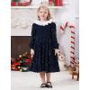 imageIDOPIP Toddler Girls Sparkle Sequins Velvet Dress Princess Birthday Party Christmas Dresses Winter Long Sleeve Glitters DressNavy Blue