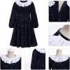imageIDOPIP Toddler Girls Sparkle Sequins Velvet Dress Princess Birthday Party Christmas Dresses Winter Long Sleeve Glitters DressNavy Blue