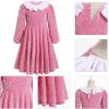 imageIDOPIP Toddler Girls Sparkle Sequins Velvet Dress Princess Birthday Party Christmas Dresses Winter Long Sleeve Glitters DressPink