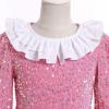 imageIDOPIP Toddler Girls Sparkle Sequins Velvet Dress Princess Birthday Party Christmas Dresses Winter Long Sleeve Glitters DressPink