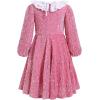imageIDOPIP Toddler Girls Sparkle Sequins Velvet Dress Princess Birthday Party Christmas Dresses Winter Long Sleeve Glitters DressPink