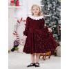 imageIDOPIP Toddler Girls Sparkle Sequins Velvet Dress Princess Birthday Party Christmas Dresses Winter Long Sleeve Glitters DressWine