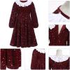 imageIDOPIP Toddler Girls Sparkle Sequins Velvet Dress Princess Birthday Party Christmas Dresses Winter Long Sleeve Glitters DressWine