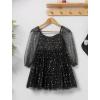 imageIDOPIP Toddler Girls Sparkly Dresses Sequin Bowknot Pageant Birthday Party Dress Glitter Mesh Long Sleeve Fall Dress ClothesBlack