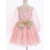 imageIDOPIP Toddler Girls Sparkly Dresses Sequin Bowknot Pageant Birthday Party Dress Glitter Mesh Long Sleeve Fall Dress ClothesPink