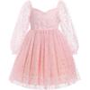 imageIDOPIP Toddler Girls Sparkly Dresses Sequin Bowknot Pageant Birthday Party Dress Glitter Mesh Long Sleeve Fall Dress ClothesPink