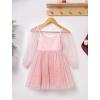 imageIDOPIP Toddler Girls Sparkly Dresses Sequin Bowknot Pageant Birthday Party Dress Glitter Mesh Long Sleeve Fall Dress ClothesPink