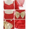 imageIDOPIP Toddler Girls Sparkly Dresses Sequin Bowknot Pageant Birthday Party Dress Glitter Mesh Long Sleeve Fall Dress ClothesRed